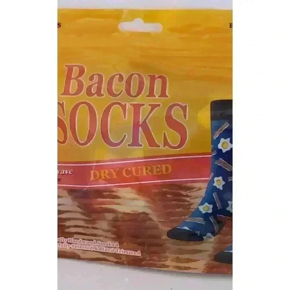 NEW Bacon Socks Novelty fathers day 1 Pair Unisex 1 Size gag bday Gift - Picture 4 of 9
